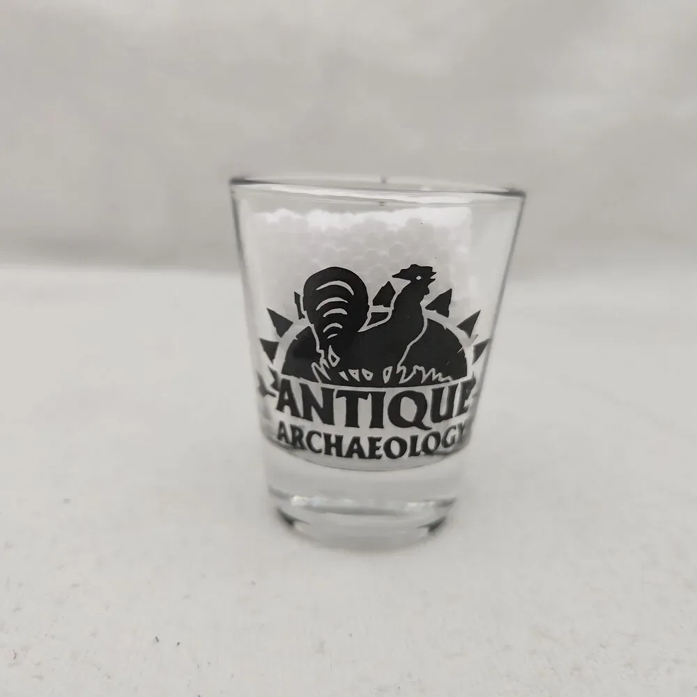 Shot Glass Antique Archaeology Junk Drunk Clear Picker Rooster Weathervane RARE